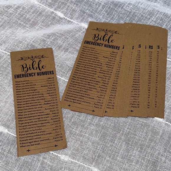Bible Emergency Numbers Bookmark Bible Page Marker Qty 25 Brown Card Stock NWOT - Picture 2 of 6